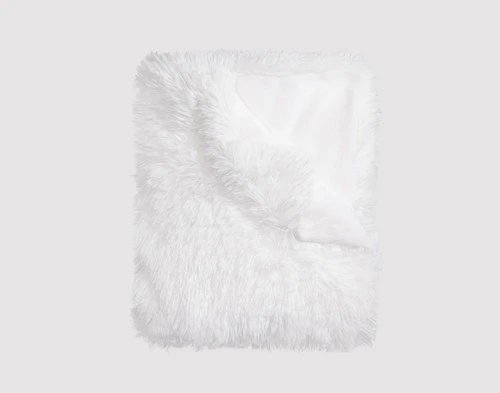 Our Frosted Shaggy Throw in White folded into a tidy square.