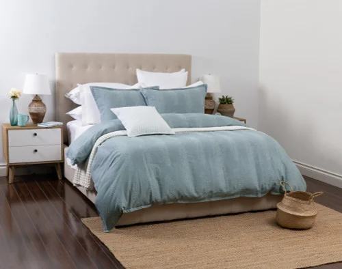 Side view of our Aquatico Duvet Cover.