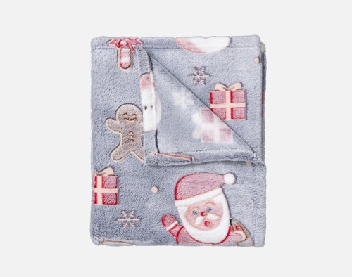 Our Santa's Holiday Glow in the Dark Fleece Throw folded into a square.