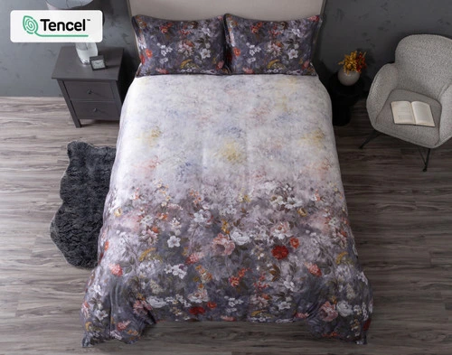 Top view of our Renoir Floral Duvet Cover to show its brighter top half and deeper lower half.