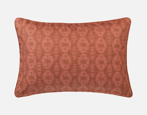 Reverse view of our Mahara Pillow Sham to show its copper ikat backing.