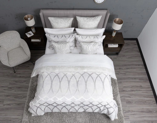 Top view of our Metropolitan Duvet Cover dressed over a queen bed.