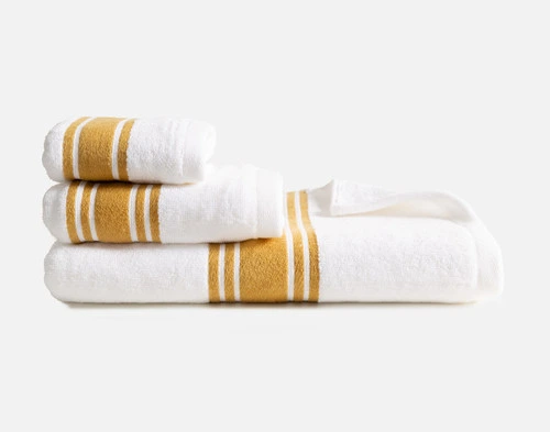 3-Piece Cotton Towel Set - White & Bronze