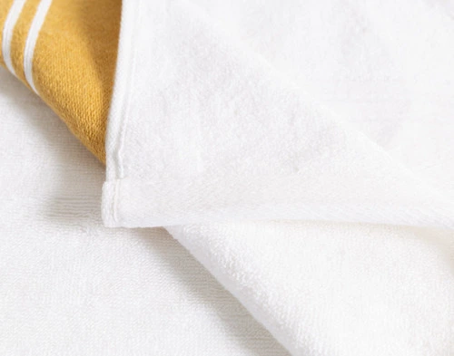 3-Piece Cotton Towel Set - White & Bronze