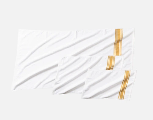 3-Piece Cotton Towel Set - White & Bronze