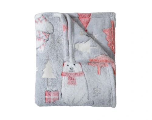 Our Polar Festivities Glow in the Dark Fleece Throw folded into a square.