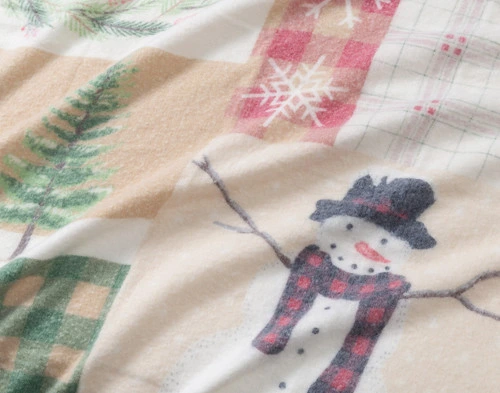 Close-up of the unique designs on the surface of our Snowman Mohair Throw.