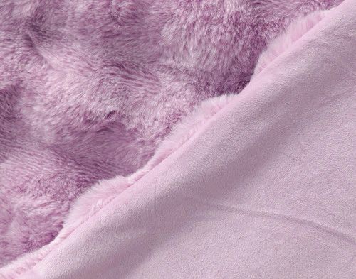 Folded side of our Purple Bubble Faux Fur Throw to show its smooth velvet reverse.