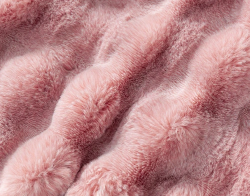 Close-up on the textural surface on our Pink Bubble Faux Fur Throw.