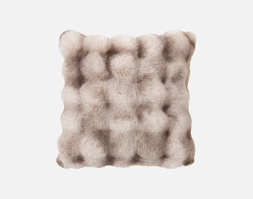 Front view of our Marled Bubble Faux Fur Square Cushion sitting on a solid white background.