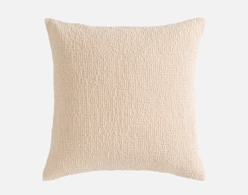 Front view of the Crinkle Euro Sham in Sand on a white background.