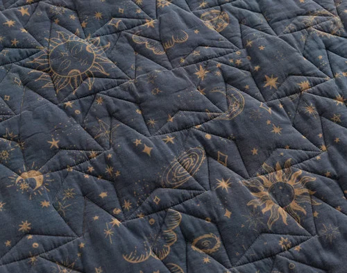 Close-up of the quilted velvet surface on our Crib-Sized Stars Quilt.