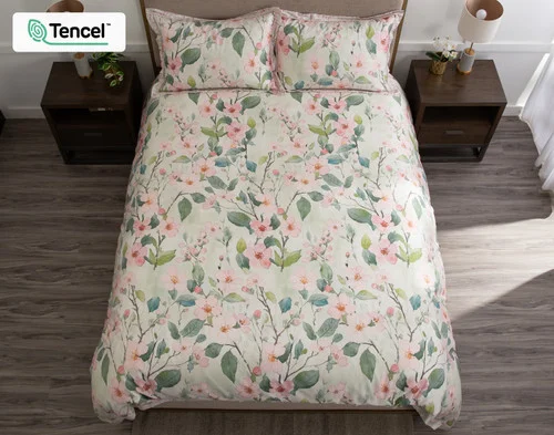 Top-down shot of our Enamour Duvet Cover dressing a queen bed.