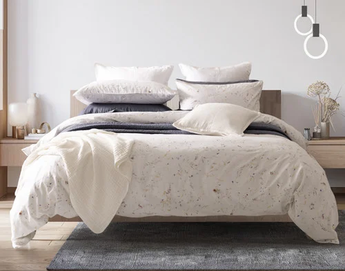 Front view of our Memories collection dressing a queen bed with accessories.