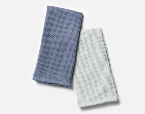 Top view of our Ocean Teal Cotton Knit Tea Towels.