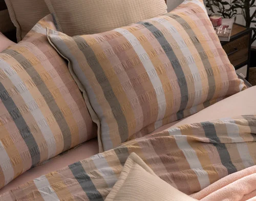 Angled view of our styled Carmen Pillow Shams.