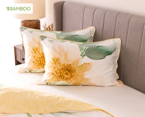 Our Oriana Pillow Shams at the head of a bed.