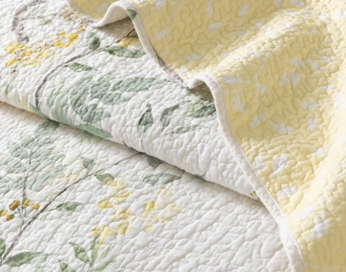 Close-up of the folded edge on our Florian Quilt Set.