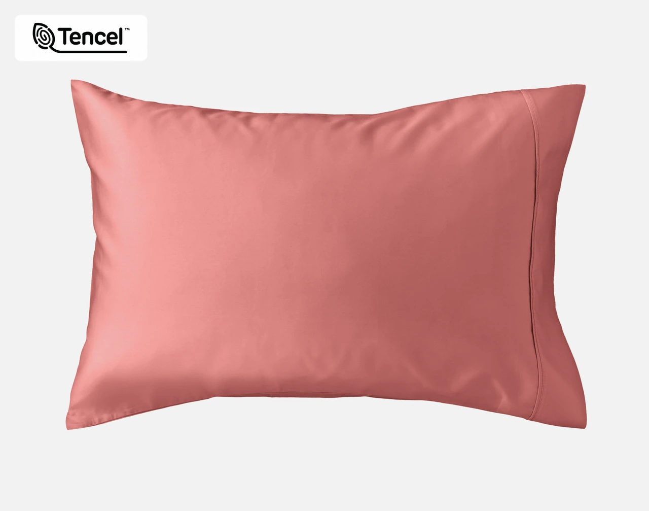 Our Eucalyptus Luxe TENCEL™ Lyocell Pillowcase in Raspberry Ice against a white background.