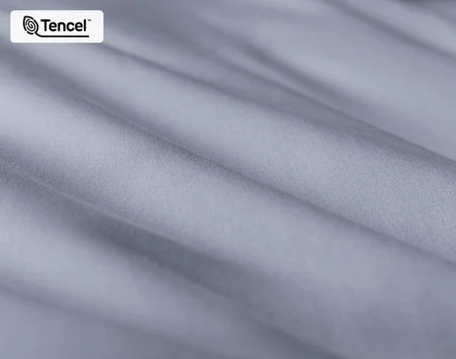 Close-up of the buttery soft surface on our Cliffside Eucalyptus Luxe Duvet Cover.