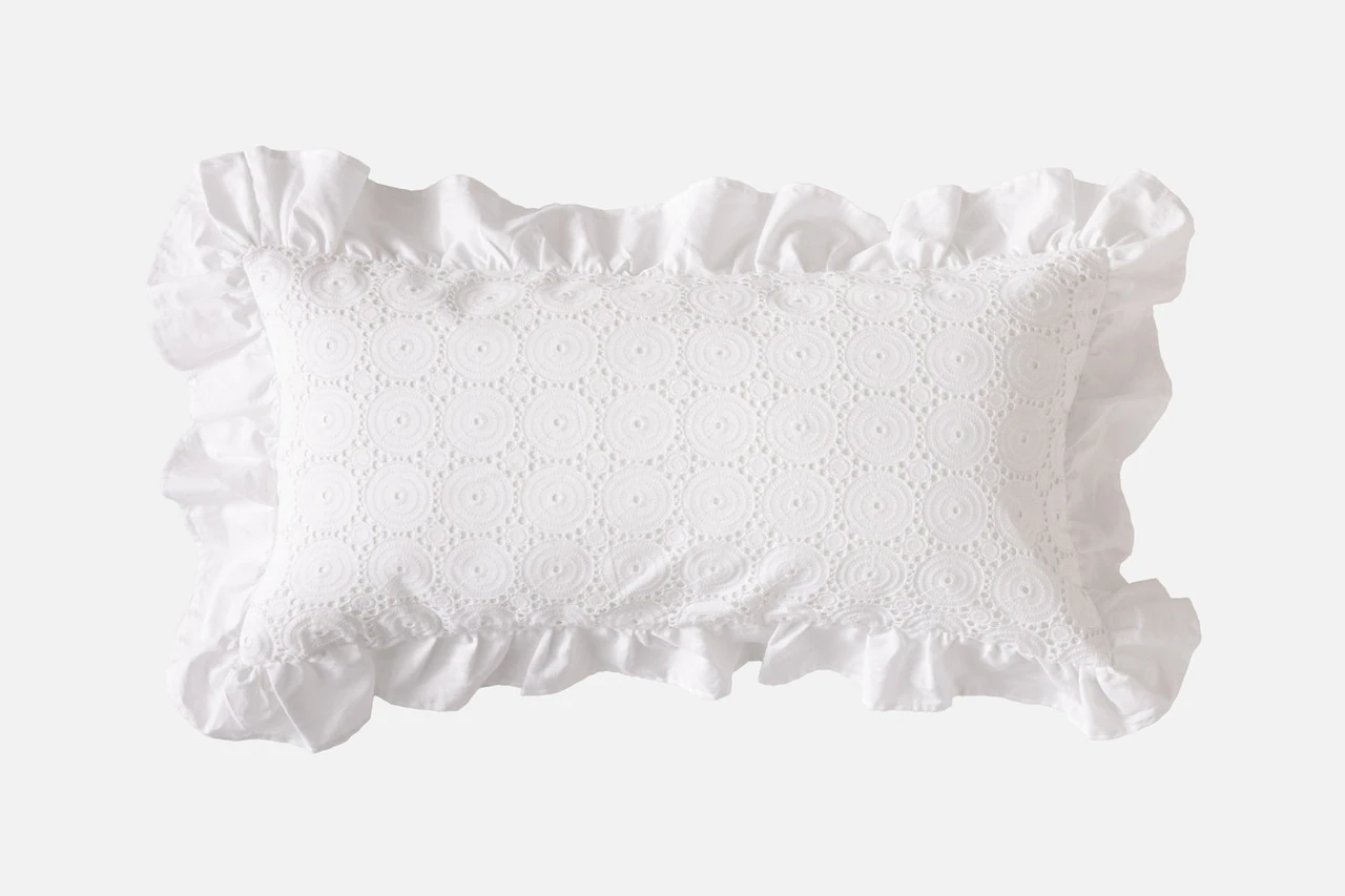 Our Delicata Boudoir Pillow Cover against a white background.