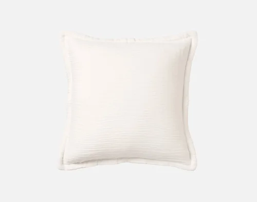 Our Bamboo Gauze Square Cushion Cover in White on a white background.