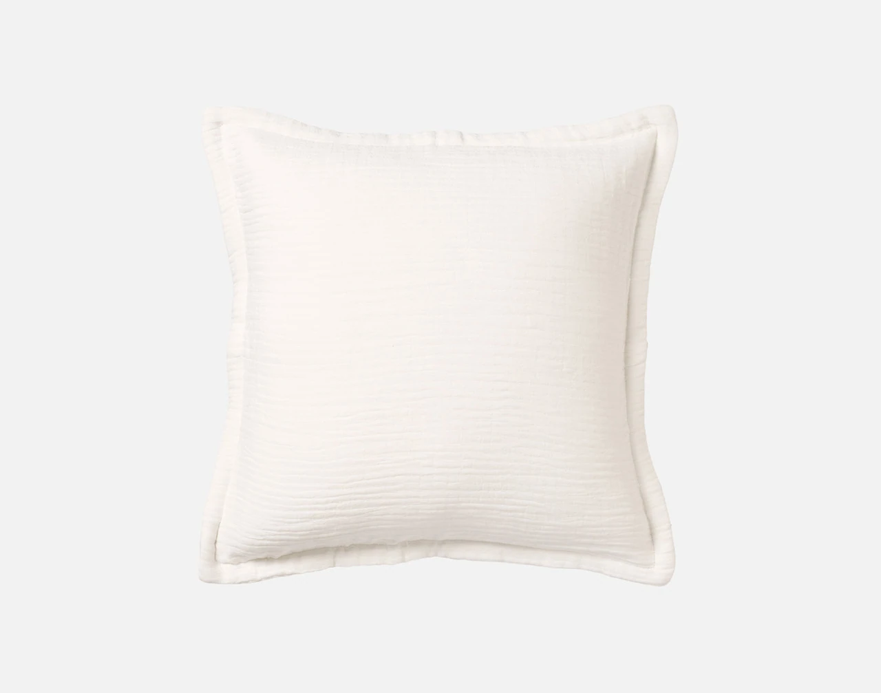 Our Bamboo Gauze Square Cushion Cover in White on a white background.