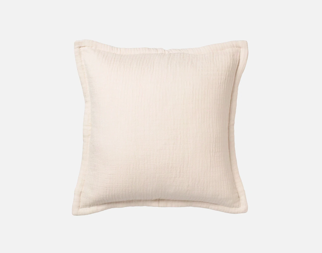Our Bamboo Gauze Square Cushion Cover in Bone on a white background.