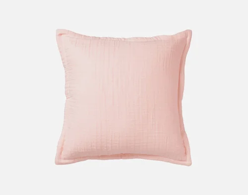 Our Bamboo Gauze Square Cushion Cover in Blossom on a white background.
