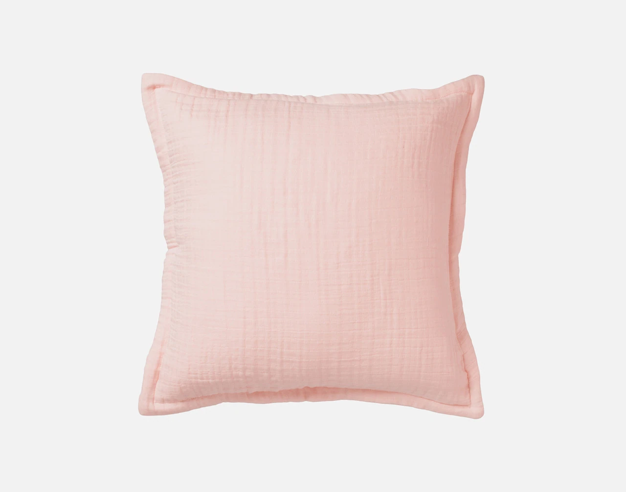 Our Bamboo Gauze Square Cushion Cover in Blossom on a white background.