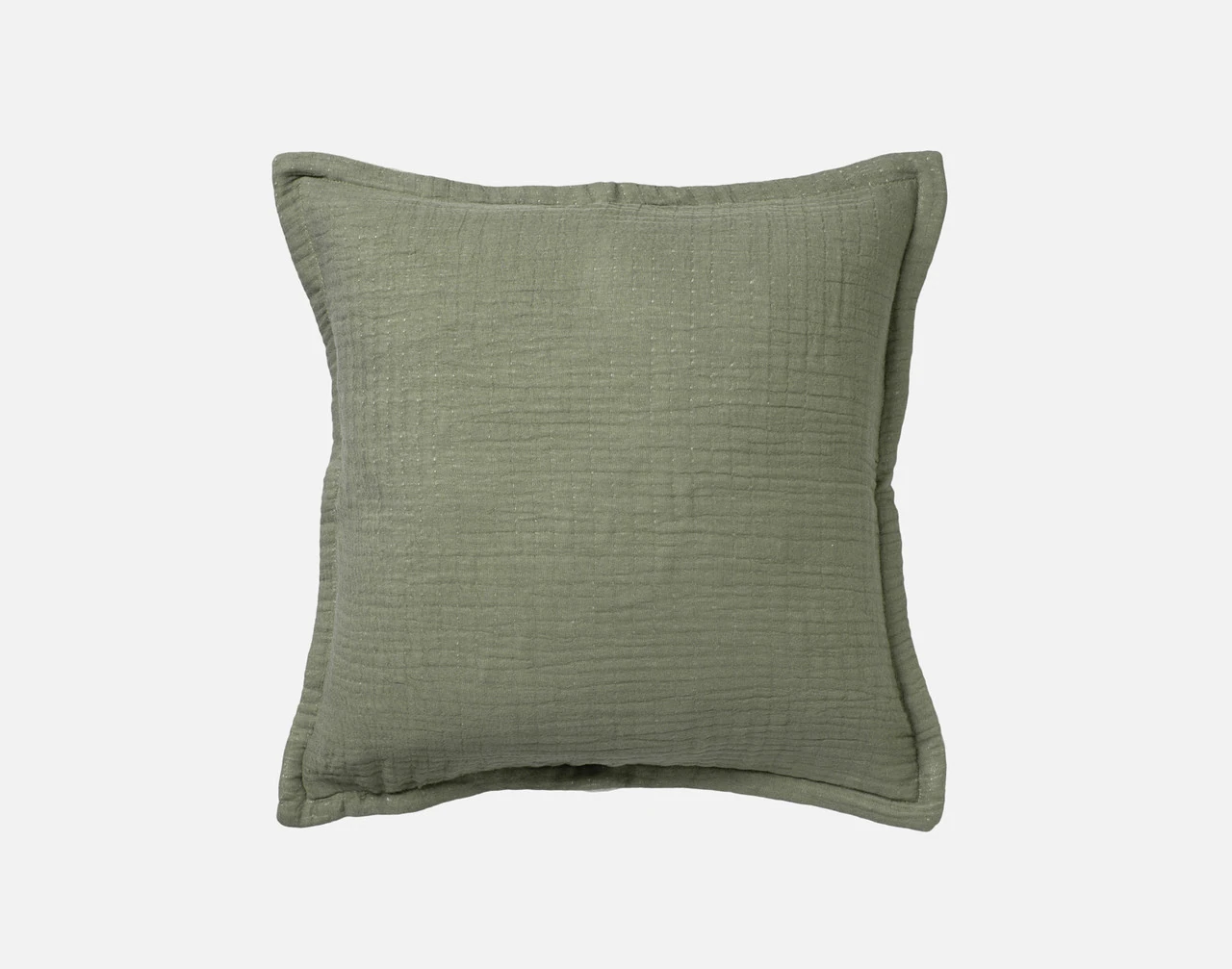 Our Bamboo Gauze Square Cushion Cover in Leaf on a white background.