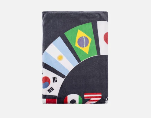 Our World Cup Fleece Throw folded into a tidy square.