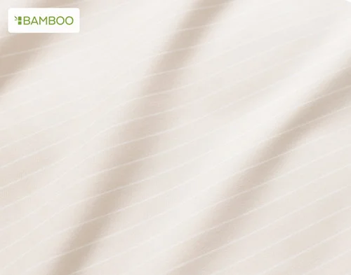 Close-up of the striped surface on our Bamboo Cotton Sheet Set in Sandy Stripe.