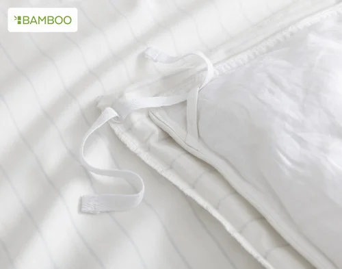 Inner duvet tie at the corner of our Ocean Stripe Bamboo Cotton Duvet Cover.