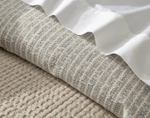 Close-up of a folded edge on our Estrada Duvet Cover.