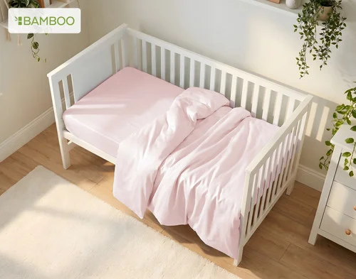 Crib-Sized Bamboo Cotton Bedding Bundle - Petal