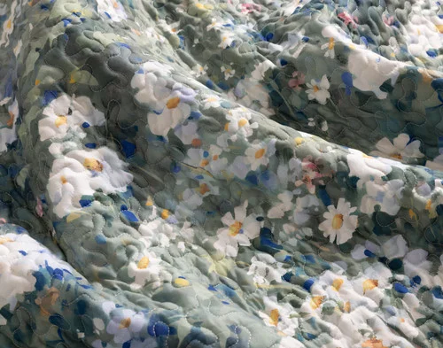 Close-up of the patterned surface on our Winslow Coverlet Set.