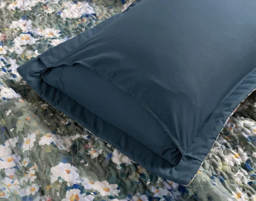 Reverse view of the envelope enclosure on a pillow sham from our Winslow Coverlet Set.
