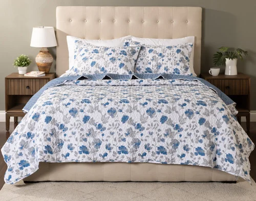 Front view of our Blaire Coverlet Set dressed over a plain queen bed.