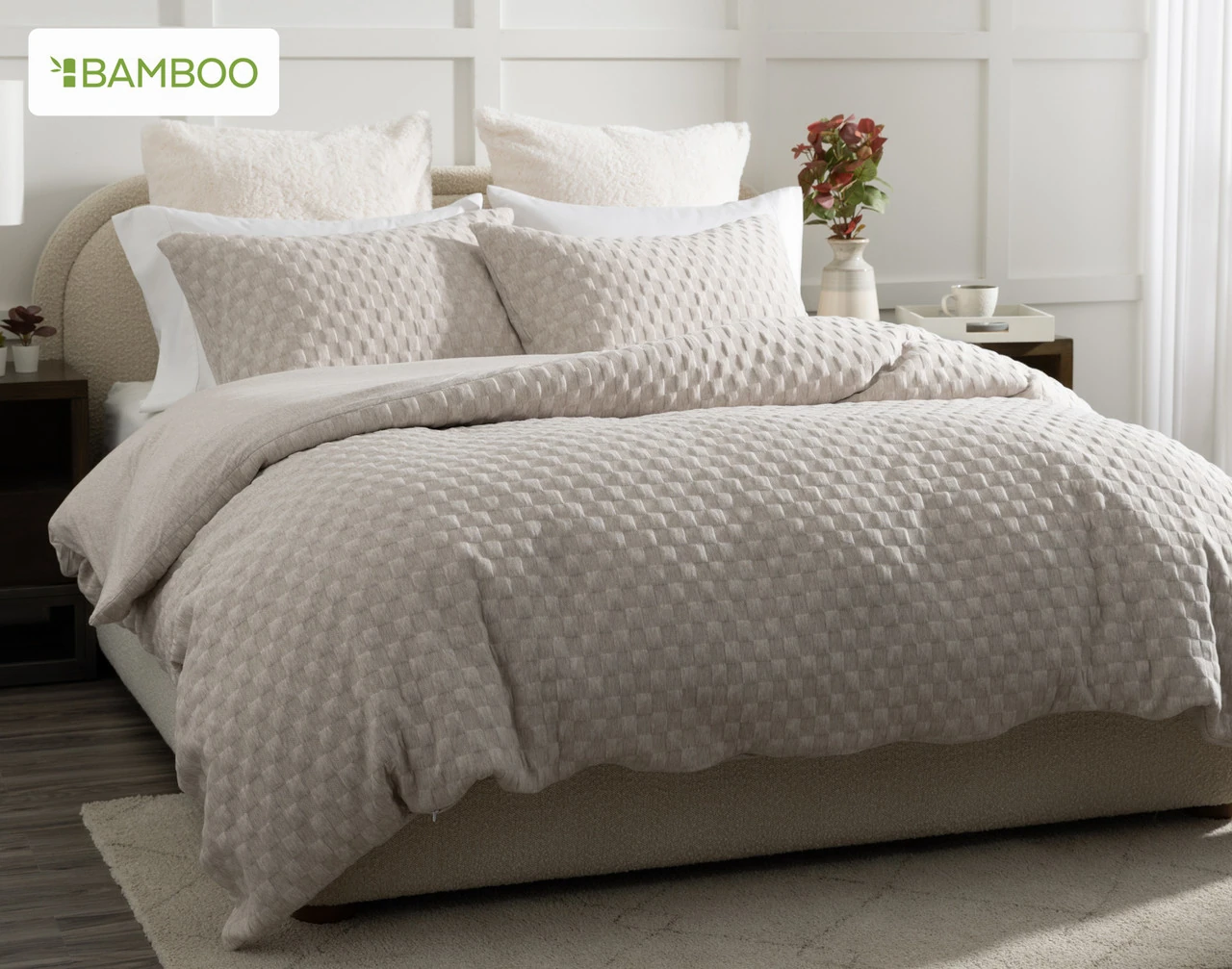 Our Cavendish Duvet Cover Set dressing a queen bed in a simple bedroom.