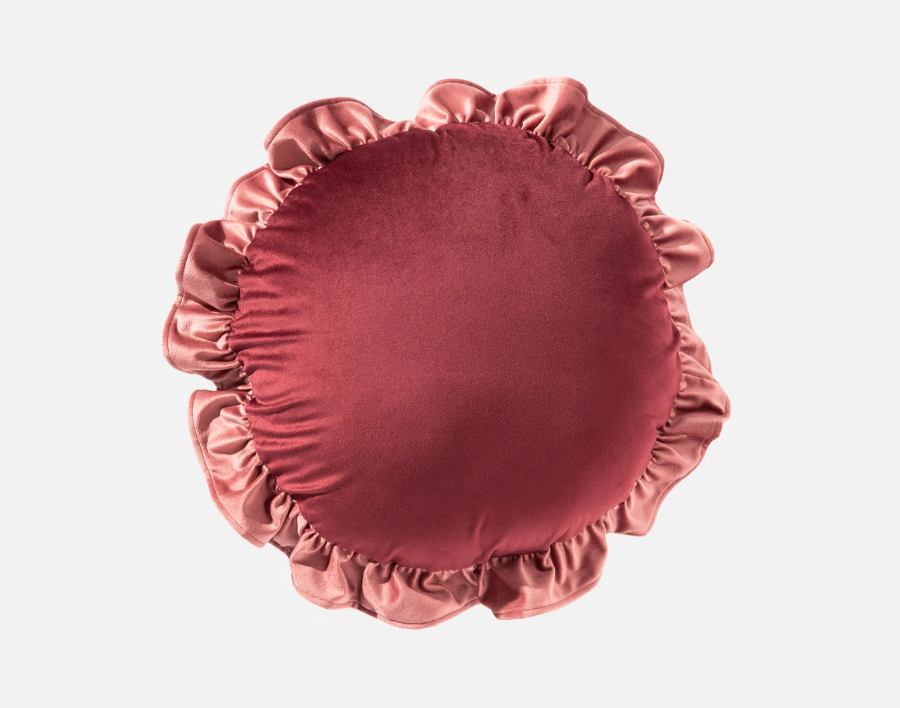 The front side of our Valentina Round Cushion against a white background.