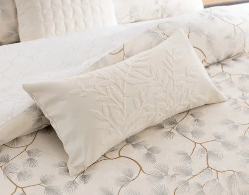 Our Silverbough Boudoir Pillow Cover dressing the head of a bed with the Silverbough collection.