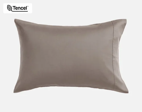 Front view of our BeechBliss TENCEL™ Modal Pillowcase in Bark resting against a solid white background.