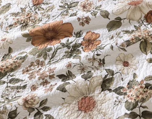 Close up on the front surface of our Carmine Cotton Quilt Set.