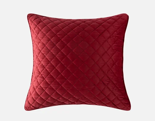 Front view of the diamond-stitched surface on our Noelle Wreath Velvet Euro Sham.