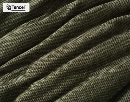 Close up on the ruffled surface of our Greenwood Duvet Cover.