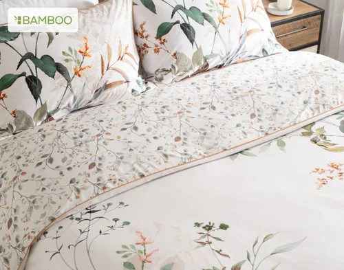 Angled view of our Cabot collection dressing the head of a bed.