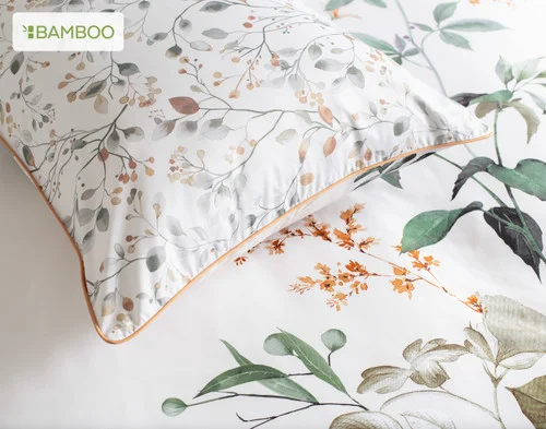 Our Cabot Pillow Sham resting atop our Cabot Duvet Cover.