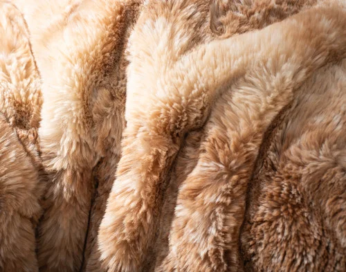 Close up on the fluffy surface of our Animal Faux Fur Throw - Fawn.
