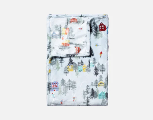Our Holiday Fleece Throw - Alpine Retreat folded into a rectangle against a white background.